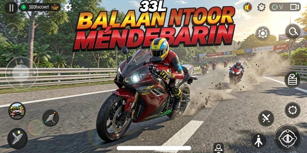 Screenshot gameplay 33L menampilkan aksi balapan motor yang intens.