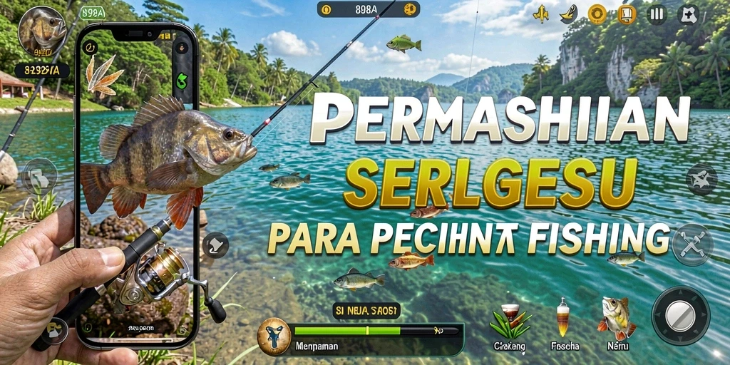 Tampilan gameplay 898A yang menampilkan aksi memancing seru.