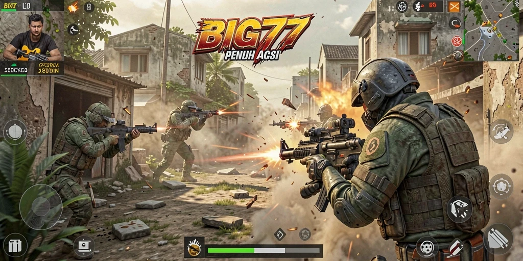 Tampilan gameplay menarik dalam BIG77 dengan aksi tembak-menembak.