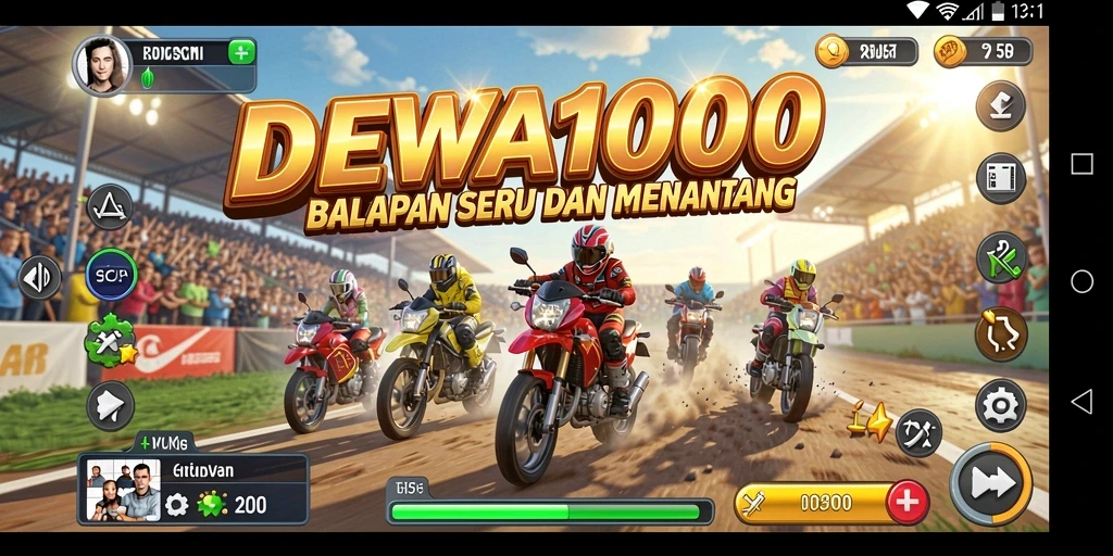 Gameplay balapan DEWA1000 yang penuh aksi dan grafis menawan.