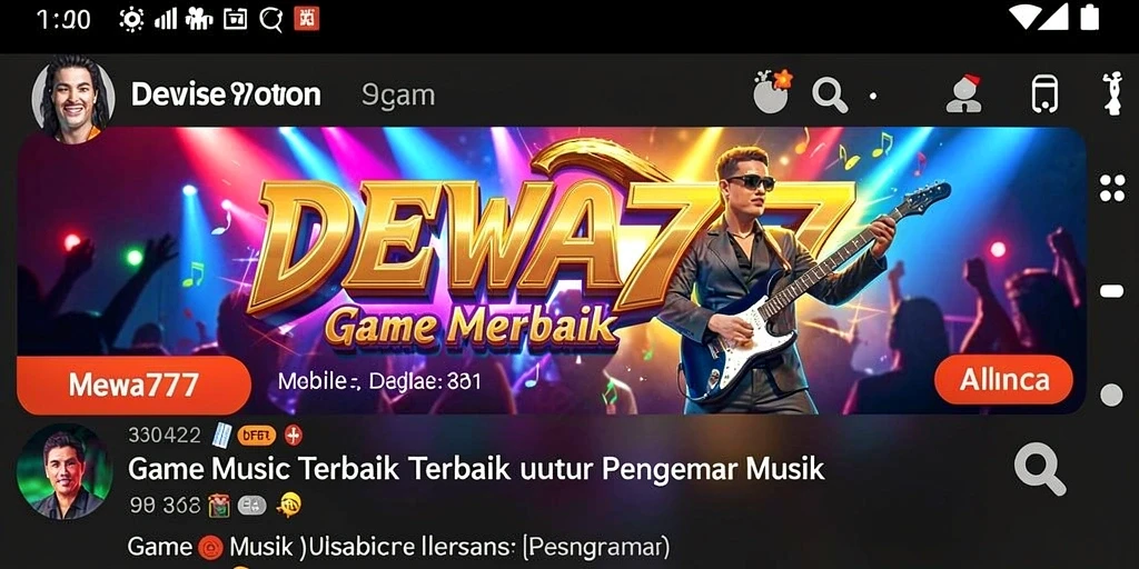 Tampilan gameplay DEWA777 dengan pengalaman musik yang interaktif.