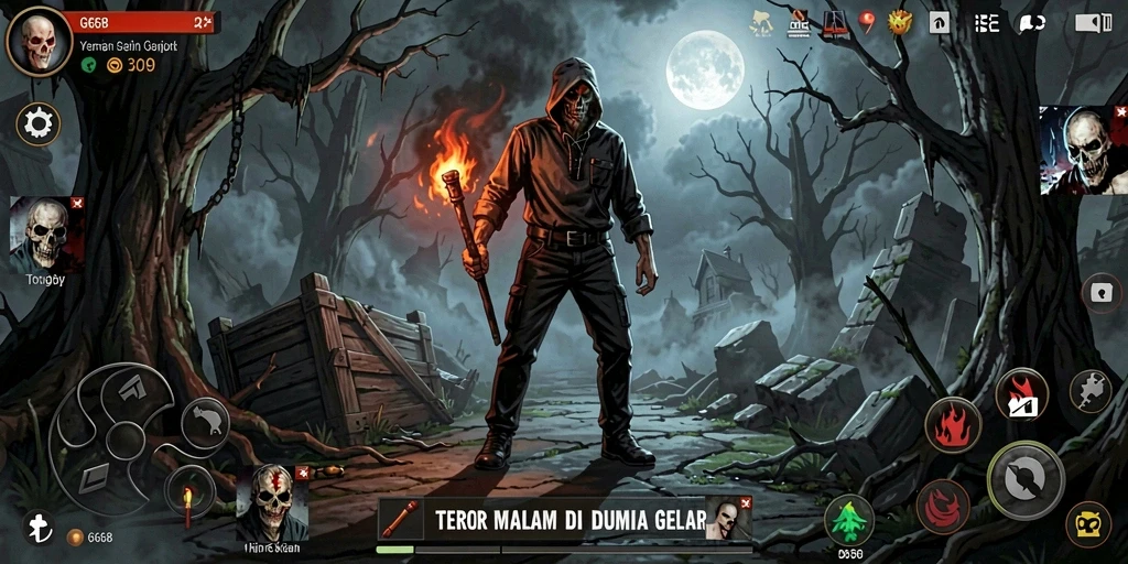 Screenshot dari gameplay G668 menampilkan suasana mendebarkan dengan efek horor yang kuat.