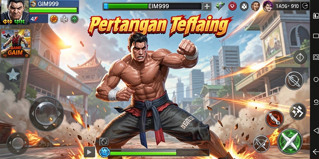 Screenshot GIM999 menampilkan aksi pertarungan yang intens dan grafis yang menakjubkan.