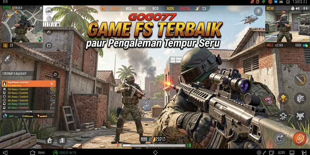 Screenshot gameplay GOGO77 menampilkan aksi tembak-menembak yang intens.
