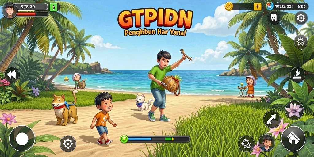 Tampilan gameplay GTPIDN yang ceria dan menyenangkan.