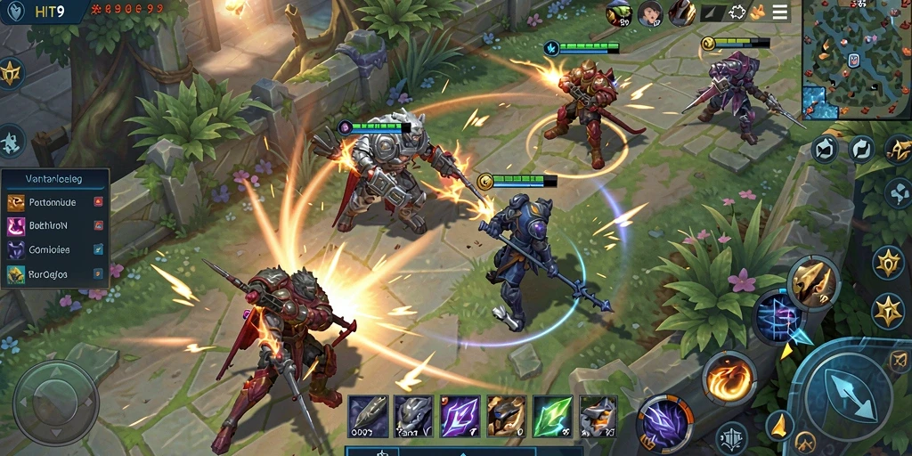 Tampilan gameplay HIT9 yang penuh aksi di arena MOBA.