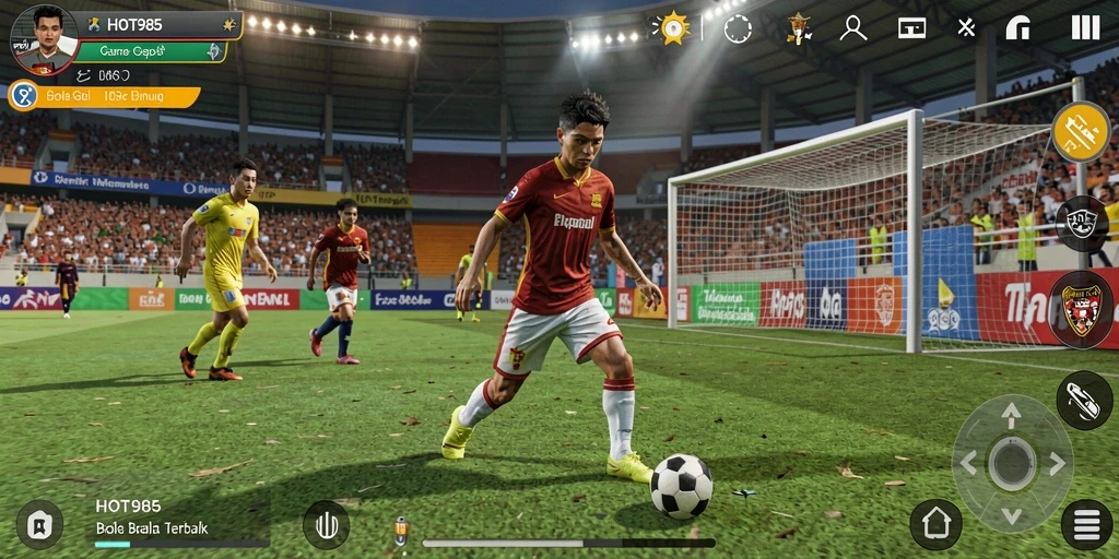 Gameplay seru dan mendebarkan dari HOT985 dalam aksi sepak bola.