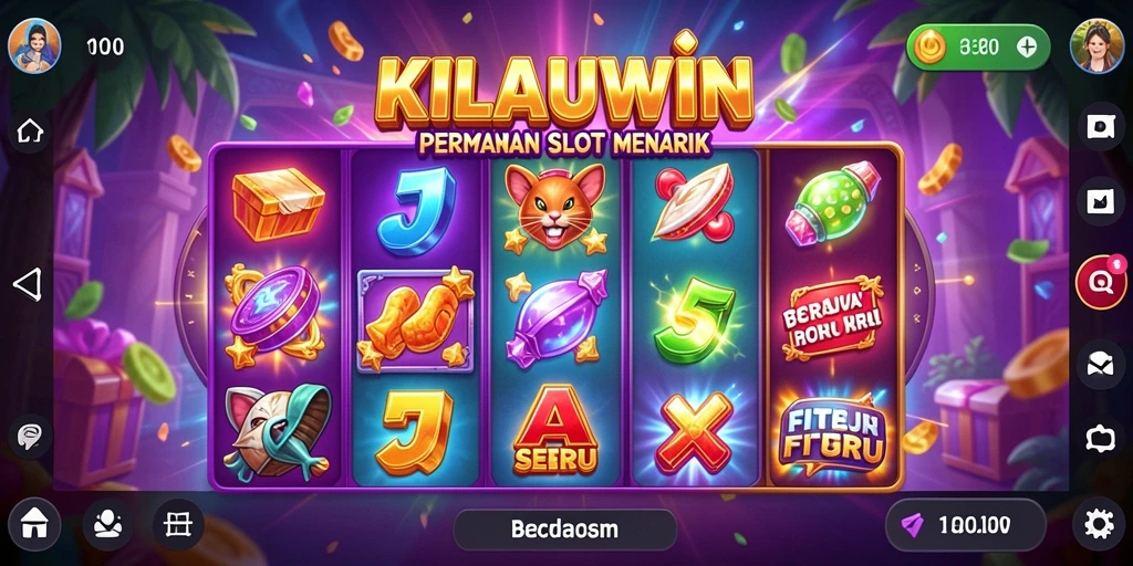 Screenshot gameplay KILAUWIN menampilkan mesin Slot yang penuh warna dan fitur menarik.