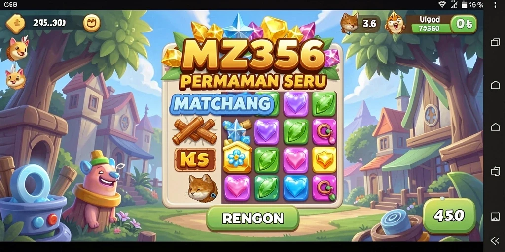 Screenshot MZ356 menunjukkan tampilan gameplay Match-3 yang menarik.