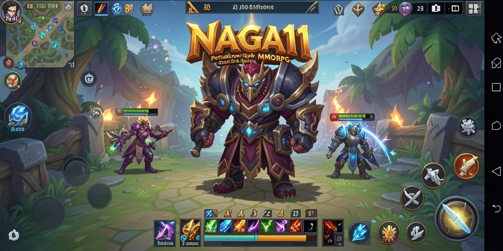 Tampilan gameplay NAGA11 dalam dunia MMORPG yang megah.