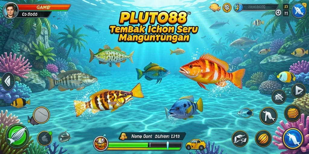 Screenshot utama PLUTO88 menampilkan aksi seru dalam Tembak Ikan.