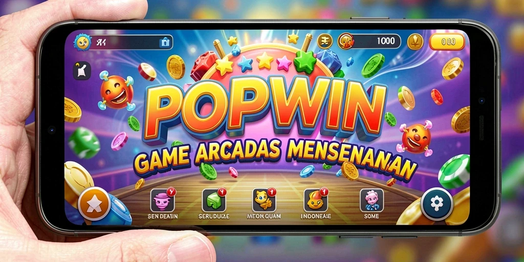 Tangkapan layar utama gameplay POPWIN yang menunjukkan keseruan dan tantangan arcade.
