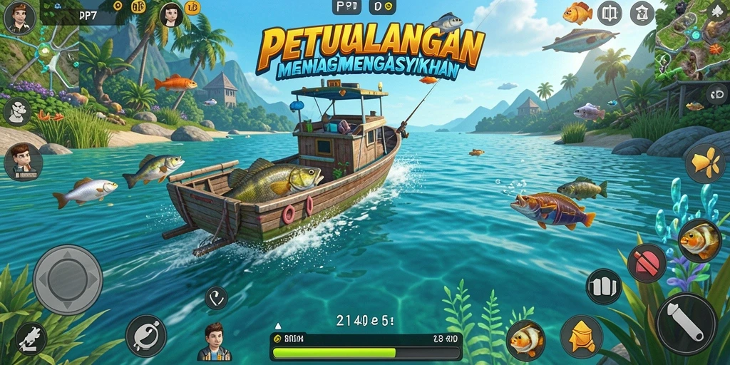 Tampilan gameplay PP7 yang menampilkan pengalaman memancing yang menarik.
