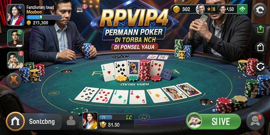Screenshot RPVIP4 menunjukkan pemain asyik bermain poker online.