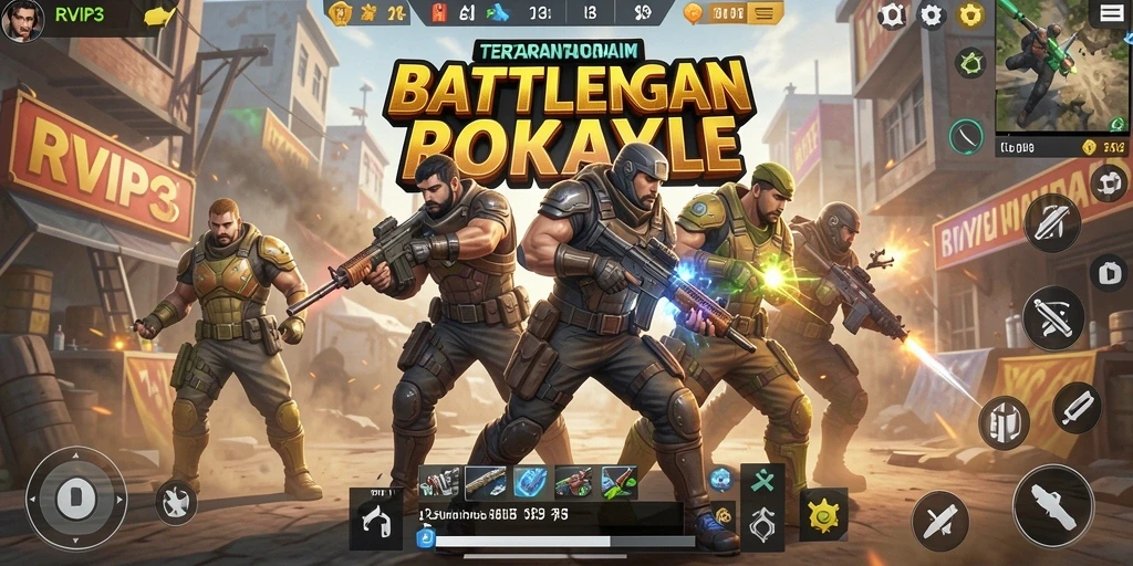 Screenshot menunjukkan aksi seru dan strategi intens dalam RVIP3.