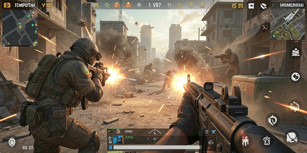 Gameplay V87 yang intens dan grafis yang mengagumkan dalam aksi.