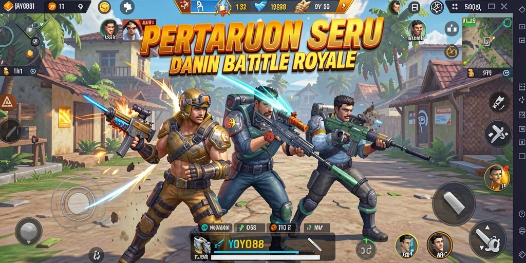 Tangkapan layar menunjukkan aksi seru dalam permainan Battle Royale.
