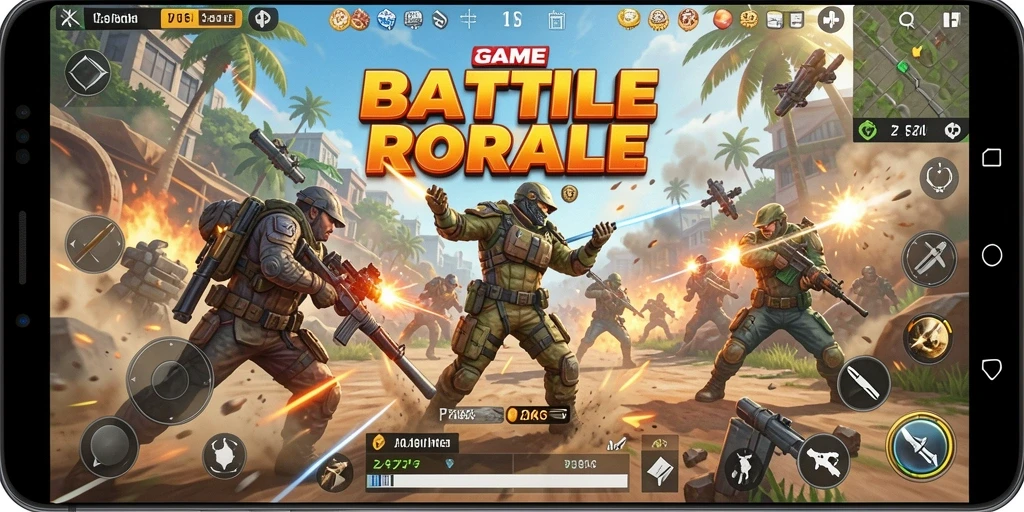 Tangkapan layar ZK3 menunjukkan aksi bertempur yang mendebarkan dalam arena Battle Royale.