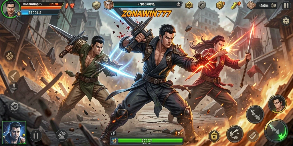 Tampilan utama gameplay ZONAWIN777 dengan aksi menegangkan.